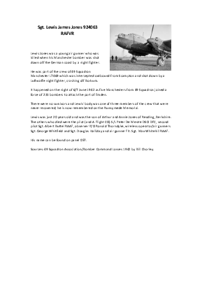 A preview of a PDF biography for Jones, Lewis James